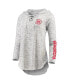 ფოტო #3 პროდუქტის Women's Gray Nebraska Huskers Space Dye Lace-Up V-Neck Long Sleeve T-shirt