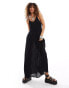 Фото #2 товара Weekday Cyndra floaty crepe maxi cami dress in black