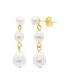 Gold Freshwater Cultivated Pearl Wire Wrapped 3-Drop Earrings