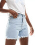 Фото #2 товара DTT longline denim shorts with raw hem in light blue wash