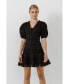 ფოტო #2 პროდუქტის Women's Plunging Lace Trim Dress with Puff Sleeve