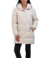 Фото #1 товара Women's 3/4 Cozy Lined Hooded Puffer Coat With Drawstring Waist