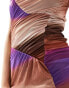 Vero Moda ruched mesh maxi dress in brown ombre print BROWN PURPLE OMBRE?, L - фото #6