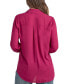 Juniors' Spread-Collar Long-Sleeve Button-Front Top