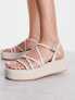 schuh Taya strappy flatform sandals in off white