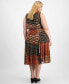 Фото #1 товара Plus Size Patchwork-Print Jersey Midi Dress