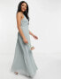 Фото #2 товара TFNC Petite bridesmaid pleated wrap detail maxi dress in sage