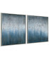 Фото #2 товара Blue Rain Textured Metallic Hand Painted Wall Art Set by Martin Edwards, 36" x 36" x 1.5"