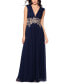 Фото #1 товара Petite Embroidered Grecian Pleated Gown