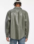 Фото #4 товара River Island PU overshirt in green