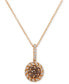 Фото #1 товара Le Vian chocolate Diamond (3/8 ct. t.w.) & Vanilla Diamond (1/3 ct. t.w.) Halo Cluster 18" Pendant Necklace in 14k Rose Gold