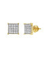 ფოტო #3 პროდუქტის Round Cut Certified Natural Diamond (0.43 cttw) 14k Yellow Gold Earrings Square Prism Design