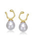 ფოტო #3 პროდუქტის Sterling Silver Gold Plated with Genuine Freshwater Pearl Hook Earrings