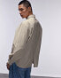 Topman Limited long sleeve oversized fit pointed collar shirt in beige