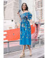 Фото #3 товара Платье из хлопка и шелка Jessie Zhao New York ночной цветущий на завязках в середине midi