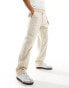 Фото #1 товара ASOS DESIGN Co-ord relaxed linen trouser in stone with frayed seams