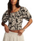 ფოტო #1 პროდუქტის Women's Cotton Gathered Poplin Top