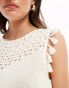 ASOS DESIGN knitted vest top with tassel trim in cream