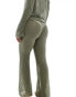 ONLY flare beach trousers with folded waistband co-ord in sage green Зеленый, 2XL - EU 44 - фото #2