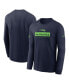 Men's College Navy Seattle Seahawks Sideline Performance Long Sleeve T-Shirt