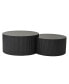 Vertical Stripe Design Nesting Coffee Table Set For Living Room, Bedroom, Black(Set Of 2 Pieces)