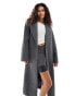 Lioness formal drop shoulder maxi coat in charcoal Черный, S - EU 36 - фото #3