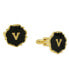 ფოტო #1 პროდუქტის Jewelry 14K Gold-Plated Enamel Initial V Cufflinks