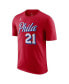 Men's Joel Embiid Red Philadelphia 76ers 2022/23 Statement Edition Name and Number T-shirt