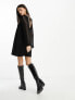 Фото #4 товара ASOS DESIGN long sleeve v neck crochet mini dress in black
