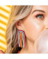 Skylar Rainbow Stripe Beaded Fringe Earrings Bright Rainbow