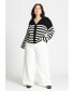 ფოტო #2 პროდუქტის Plus Size Over d Stripe Sweater