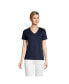 Фото #1 товара Women's Tall Relaxed Supima Cotton V-Neck T-Shirt