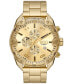 Men's Spiked Gold-Tone Stainless Steel Bracelet Watch, 49mm