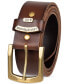 ფოტო #2 პროდუქტის Men's Gold Buckle Leather Belt