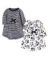 Фото #1 товара Toddler Girls Organic Cotton Long-Sleeve Dresses 2pk, Black Floral