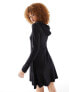 Фото #7 товара Monki long sleeve hood jersey mini dress in black