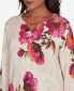 ფოტო #5 პროდუქტის Women's Wine Country Watercolor Floral Beaded Split Neck Top