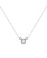 Cushion Cut Opal Gemstone, Natural Diamond 14K White Gold Birthstone Necklace