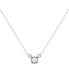 ფოტო #1 პროდუქტის Cushion Cut Opal Gemstone, Natural Diamond 14K White Gold Birthstone Necklace