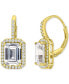 ფოტო #1 პროდუქტის Cubic Zirconia Emerald-Cut Halo Leverback Statement Earrings