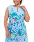 Фото #4 товара Plus Size Split-Neck Floral-Print Fit & Flare Dress
