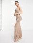 Femme Luxe draped corset maxi dress in taupe