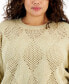 Фото #3 товара Plus Size Metallic Open-Stitch Argyle Sweater