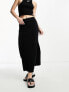 ASOS DESIGN co-ord knitted ribbed midaxi skirt in black