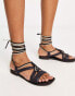 Free People leather wrap sandal in black and cream Черный, 38 - фото #1