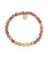 ფოტო #1 პროდუქტის Gold Flash Plated "Love" Genuine Stone Stretch Bracelet