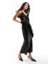 River Island corsage detail sequin maxi dress in black 36 - фото #1