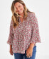 Фото #1 товара Plus Size 3/4-Sleeve Pintuck Top, Created for Macy's