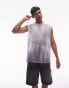 Topman oversized fit sleeveless mesh t-shirt with space dye print in black