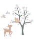 Deer Park Gray Woodland Tree/Animals Wall Decals - Deer/Fox